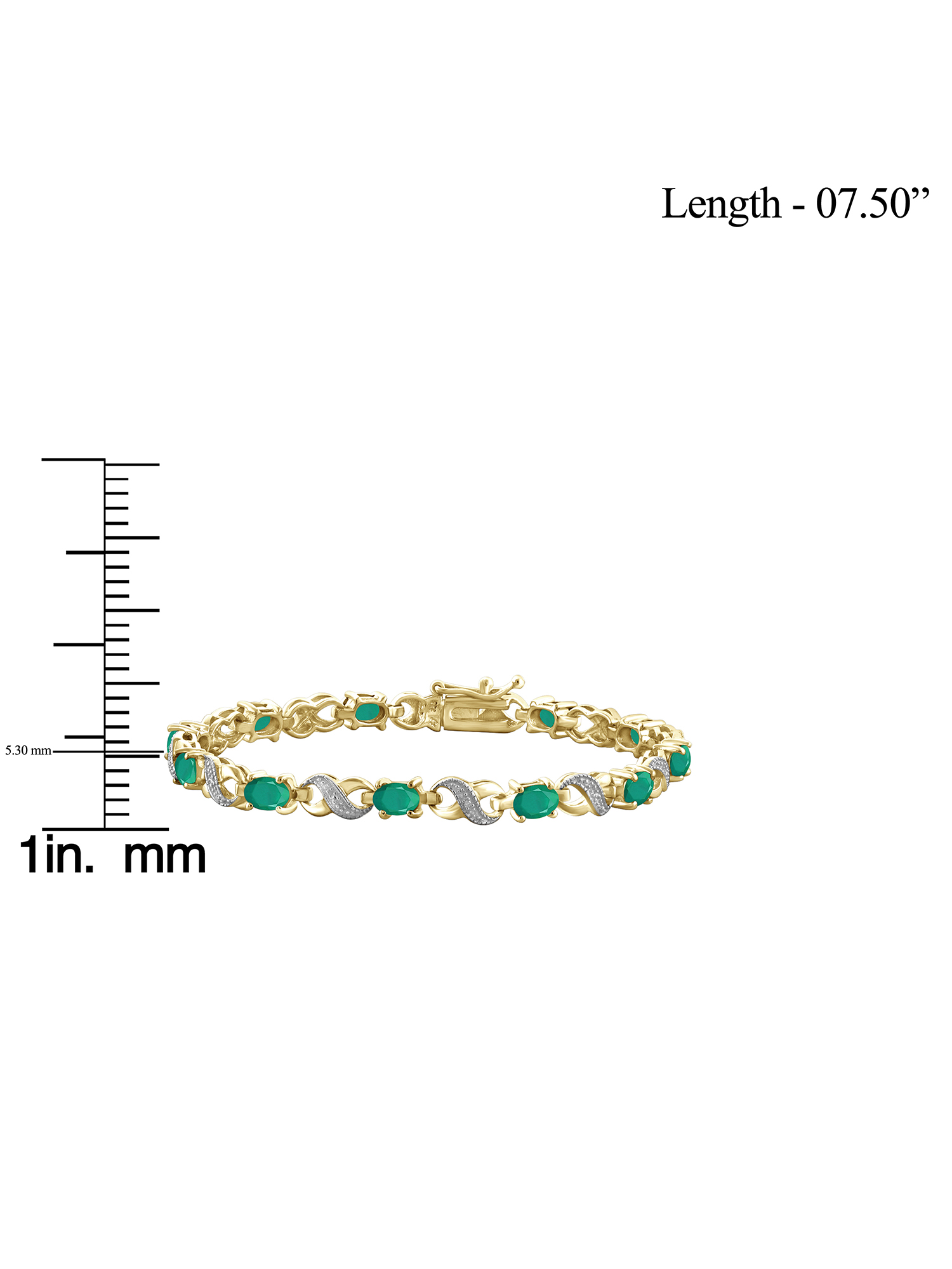 4 1/5 Carat T.G.W. Emerald And White Diamond Accent 14k Gold Over Silver Bracelet