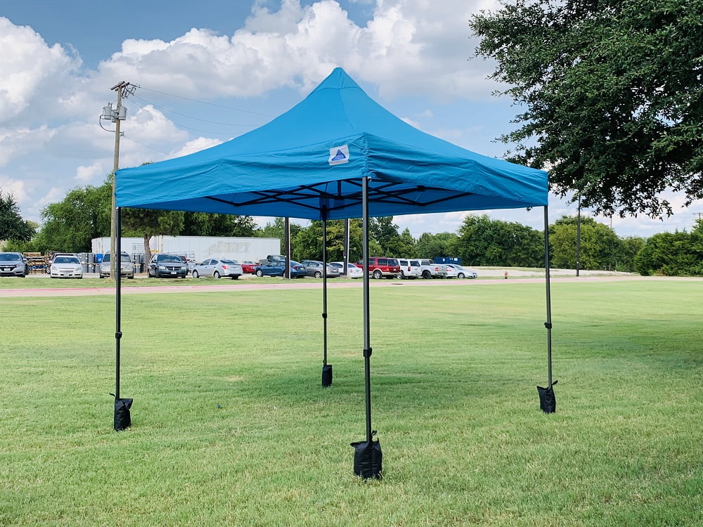 EZ Pop Up Canopy Tent Instant Shelter w Wheel Bag + 4 Sand Bags - 10'x10' Turquoise - D Model