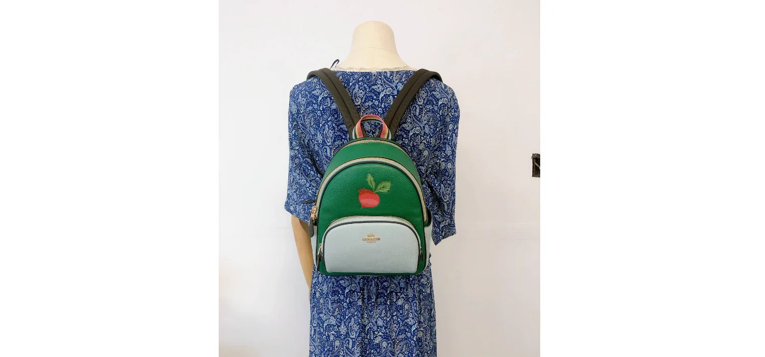 Coach C8259 Mini Court Backpack With Radish IN Gold Green Light Teal Multi