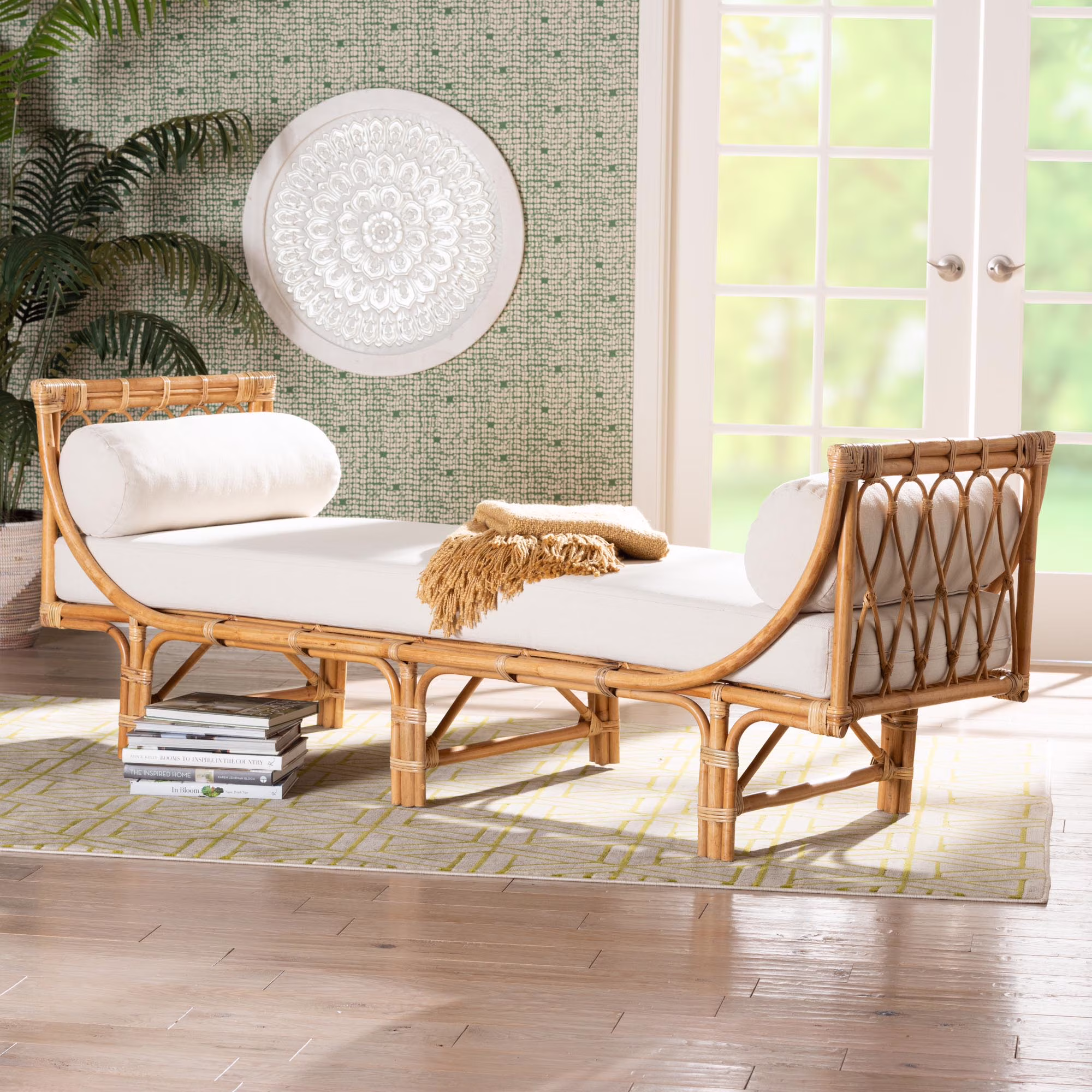 bali & pari Macias Modern Bohemian Natural Brown Rattan Daybed