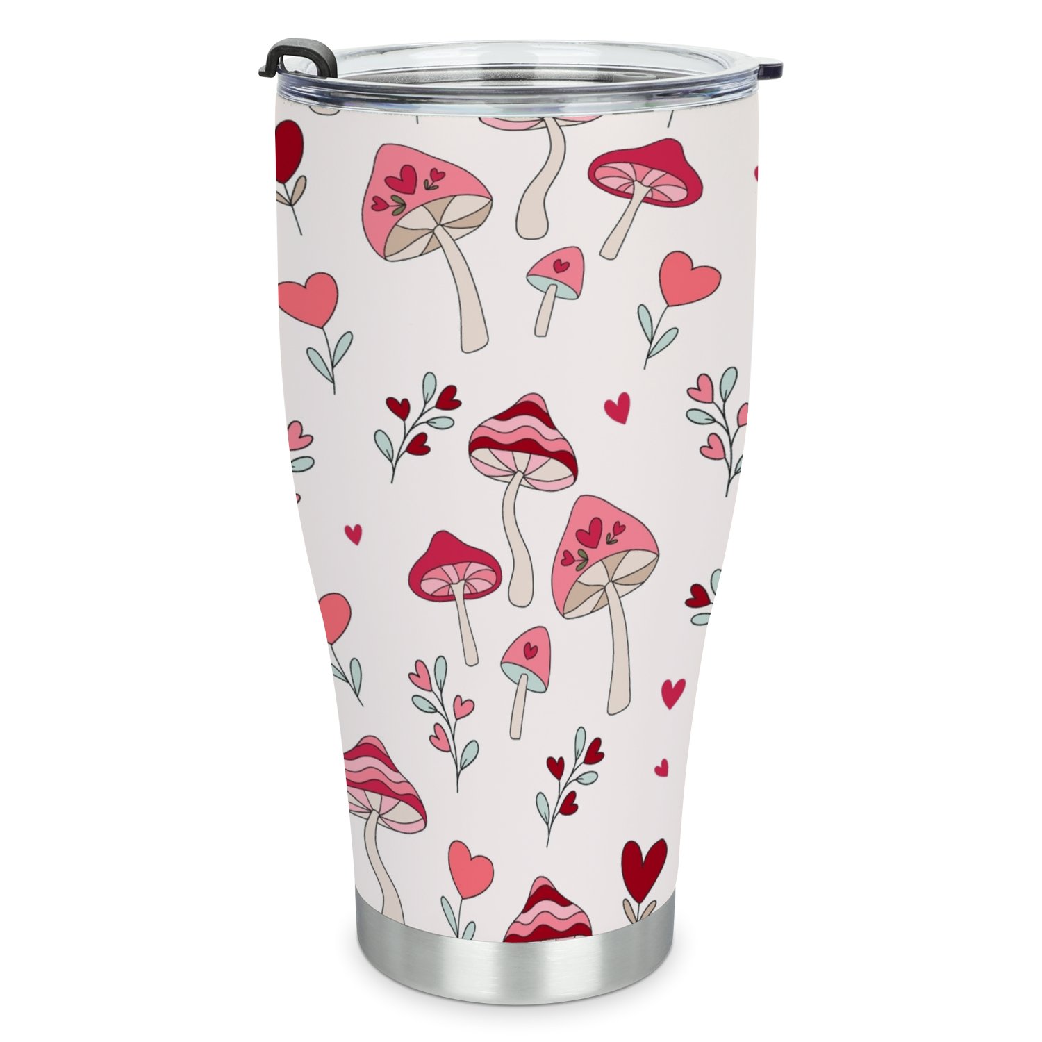 Hidove Stainless Steel Tumbler, Groovy Retro Valentine's Day Love and Hearts 30oz Leak Proof & Stainless Steel Bottle for Hot & Cold Drinks - Coffee Travel Mug, Water Metal Canteen, Thermal Cup