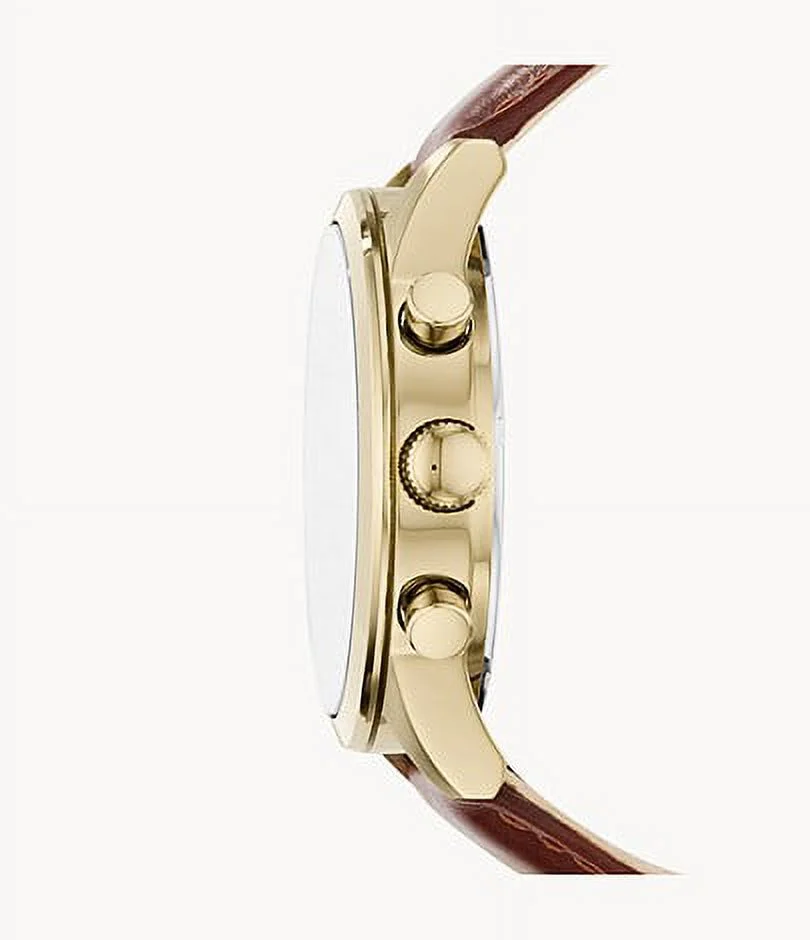 FOSSIL BQ2261 FLYNN GOLD BLACK BROWN LEATHER CHRONOGRAPH MEN WATCH