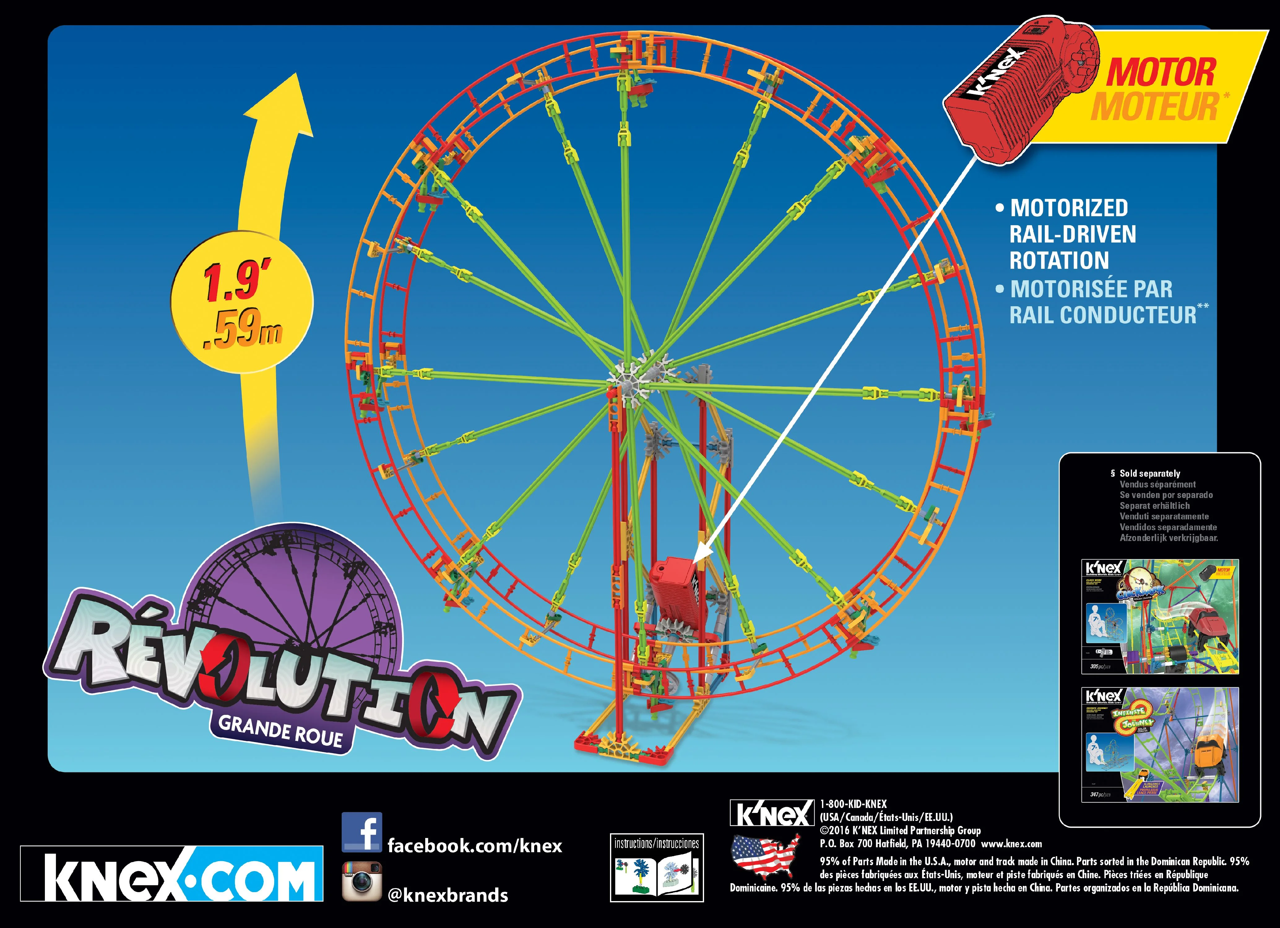 K'NEX Thrill Rides - Revolution Ferris Wheel Building Set - 344 Pieces with Battery-Powered Motor - Ages 7 Engineering Education Toy