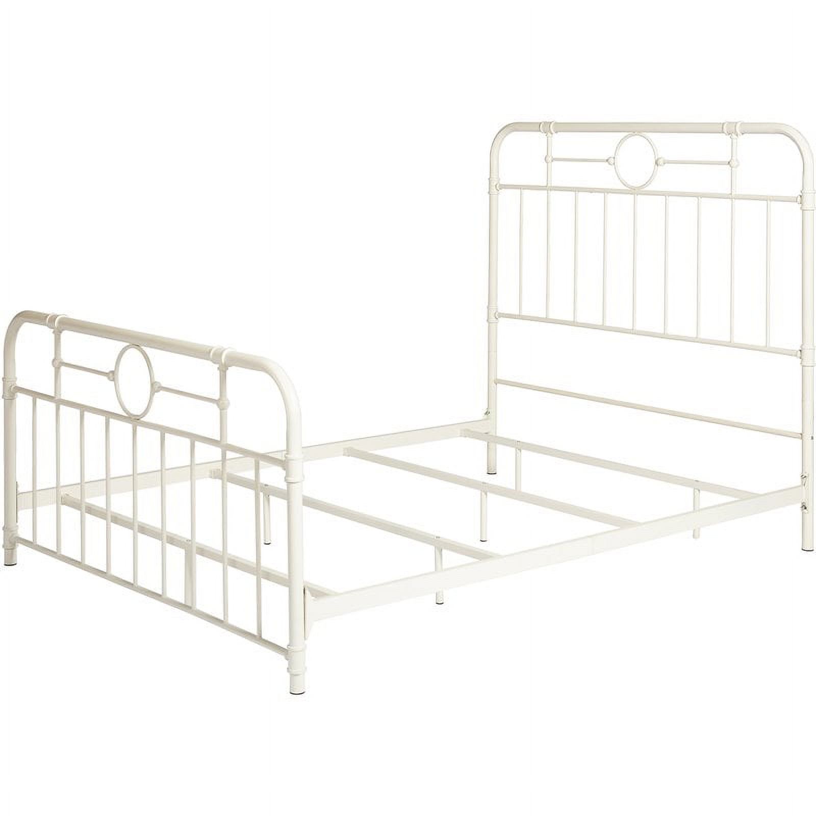 Antiqua Metal Pipe Queen Size Bed in Antique White