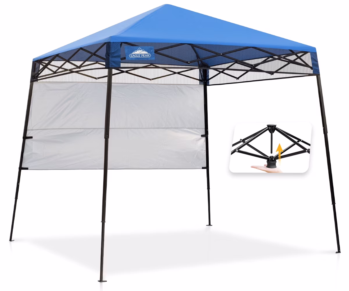 EAGLE PEAK 8 x 8 x 7.22 ft Slant Leg Lightweight Compact Portable Canopy w/ Backpack