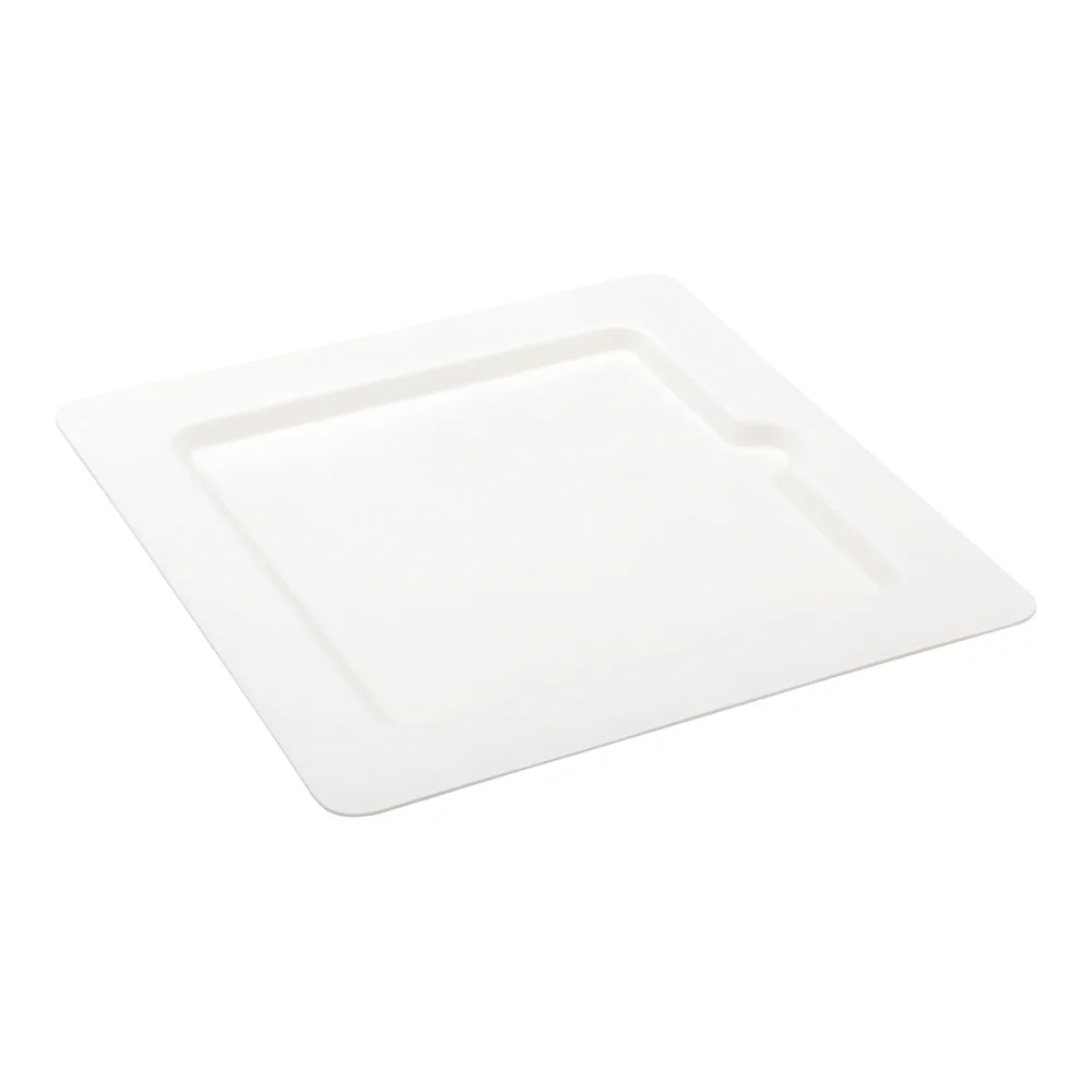 Pulp Tek Square White Sugarcane / Bagasse Medium Moderna Plate - 8