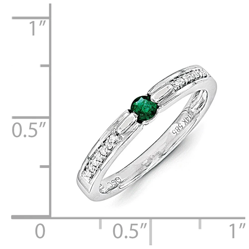 14K White Gold Ring Band Mother's & Family Semi Mount Diamond center Stone Mounting 4 mm