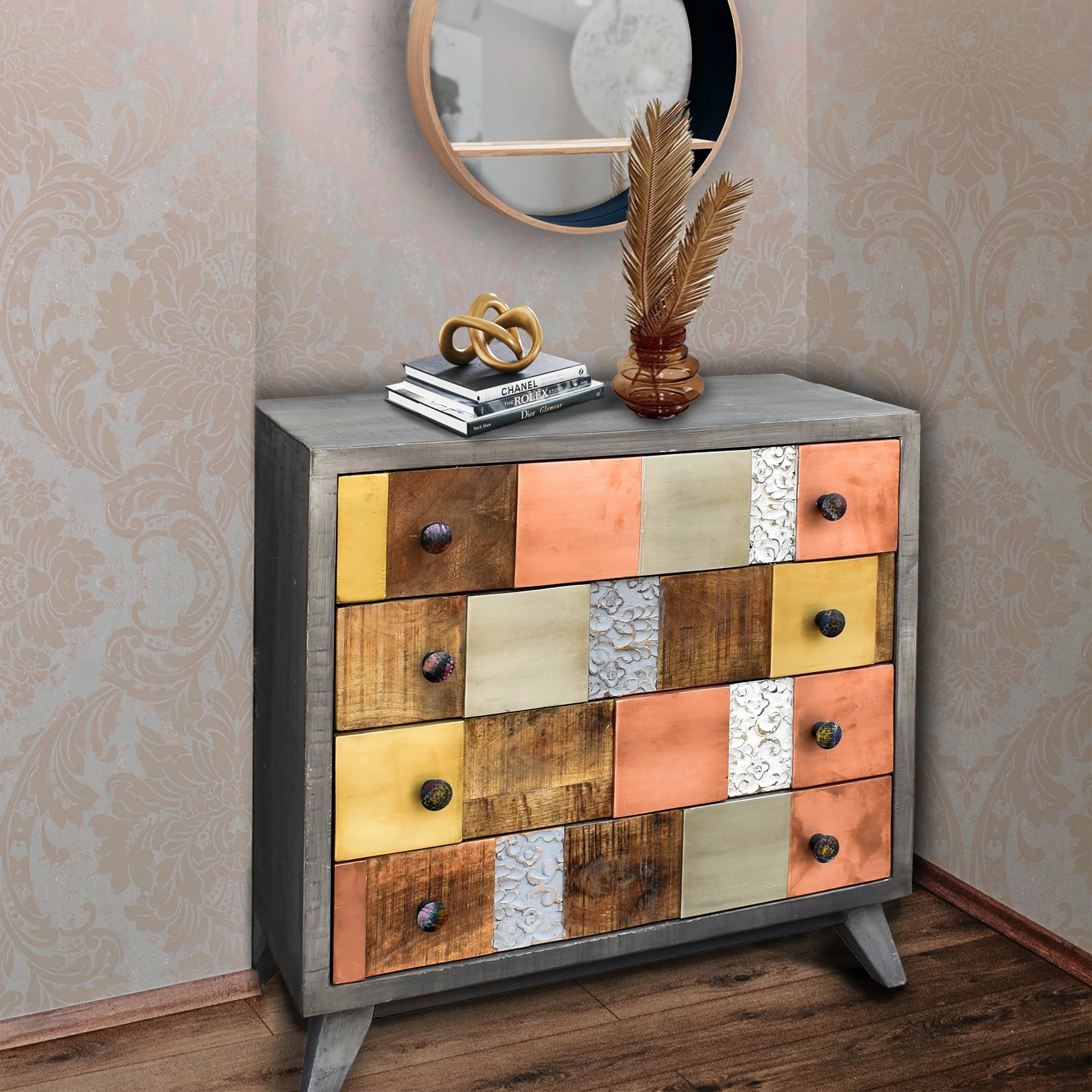 Picasso Recycled Mango Wood Chest/Dresser with 4 Drawers