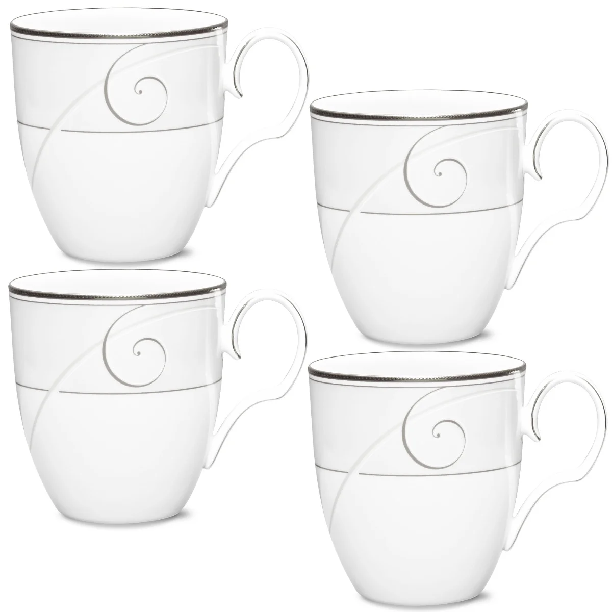 Noritake Platinum Wave Set of 4 Mugs