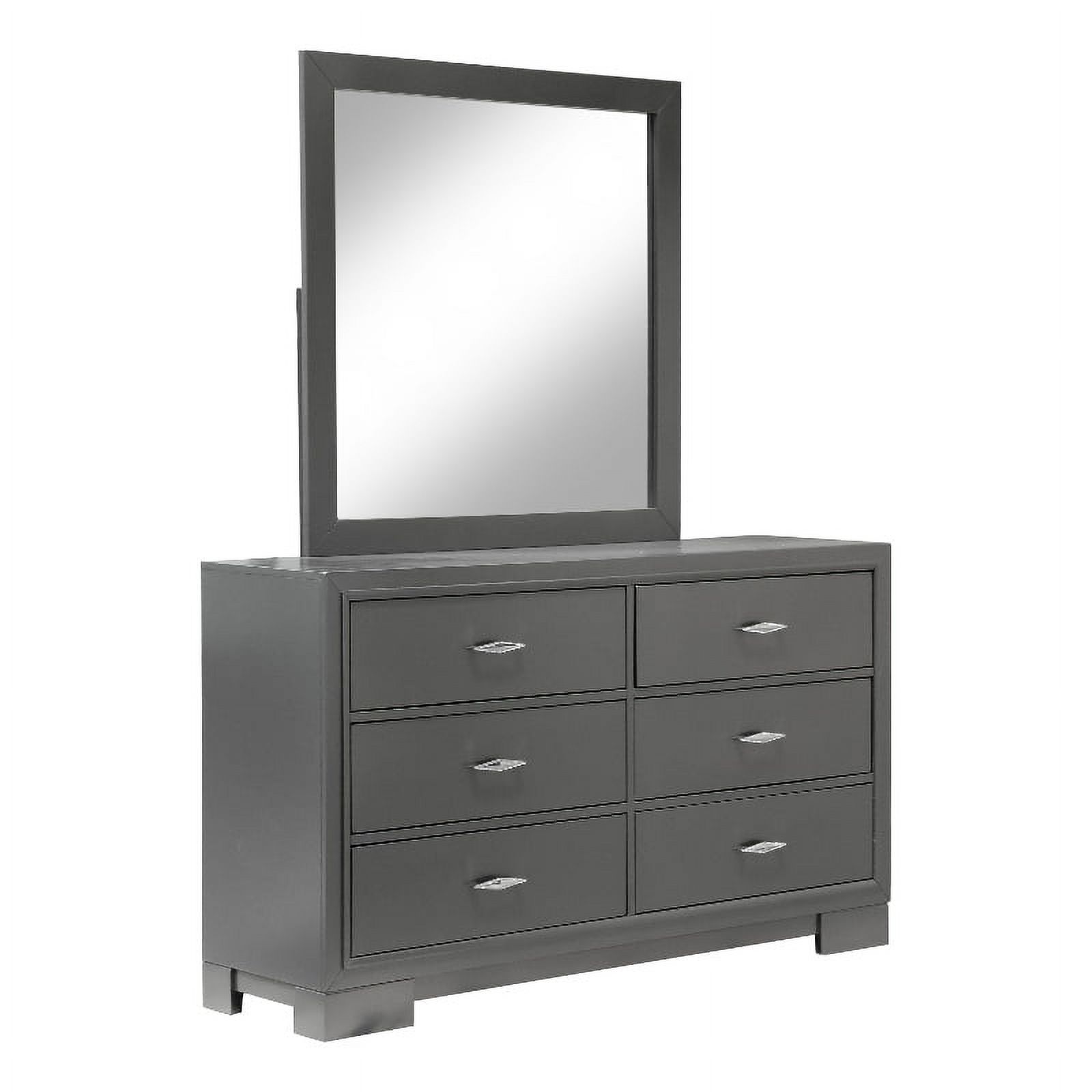 Furniture of America Santi Wood 6-Drawer Dresser with Mirror in Gray