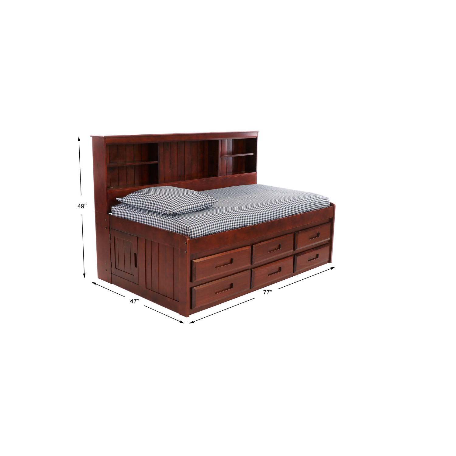 OS Home and Office Furniture Model 2822-K6-KD, Solid Pine Twin Daybed with Six Sturdy Drawers in Rich Merlot
