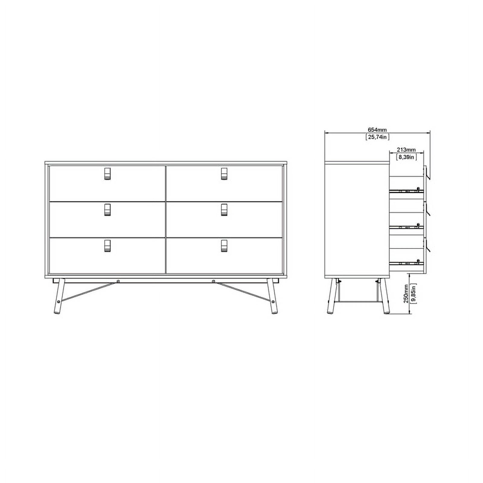 Pemberly Row Engineered Wood 6 Drawer Double Dresser in White Matte and Black