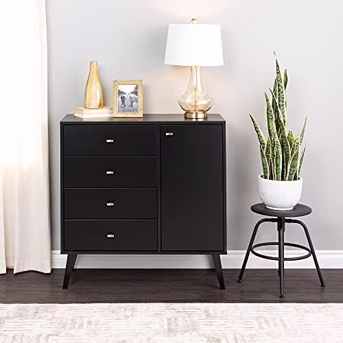 xrboomlife Milo Mid-Century Modern 4-drawer Chest with Door  Drifted Gray