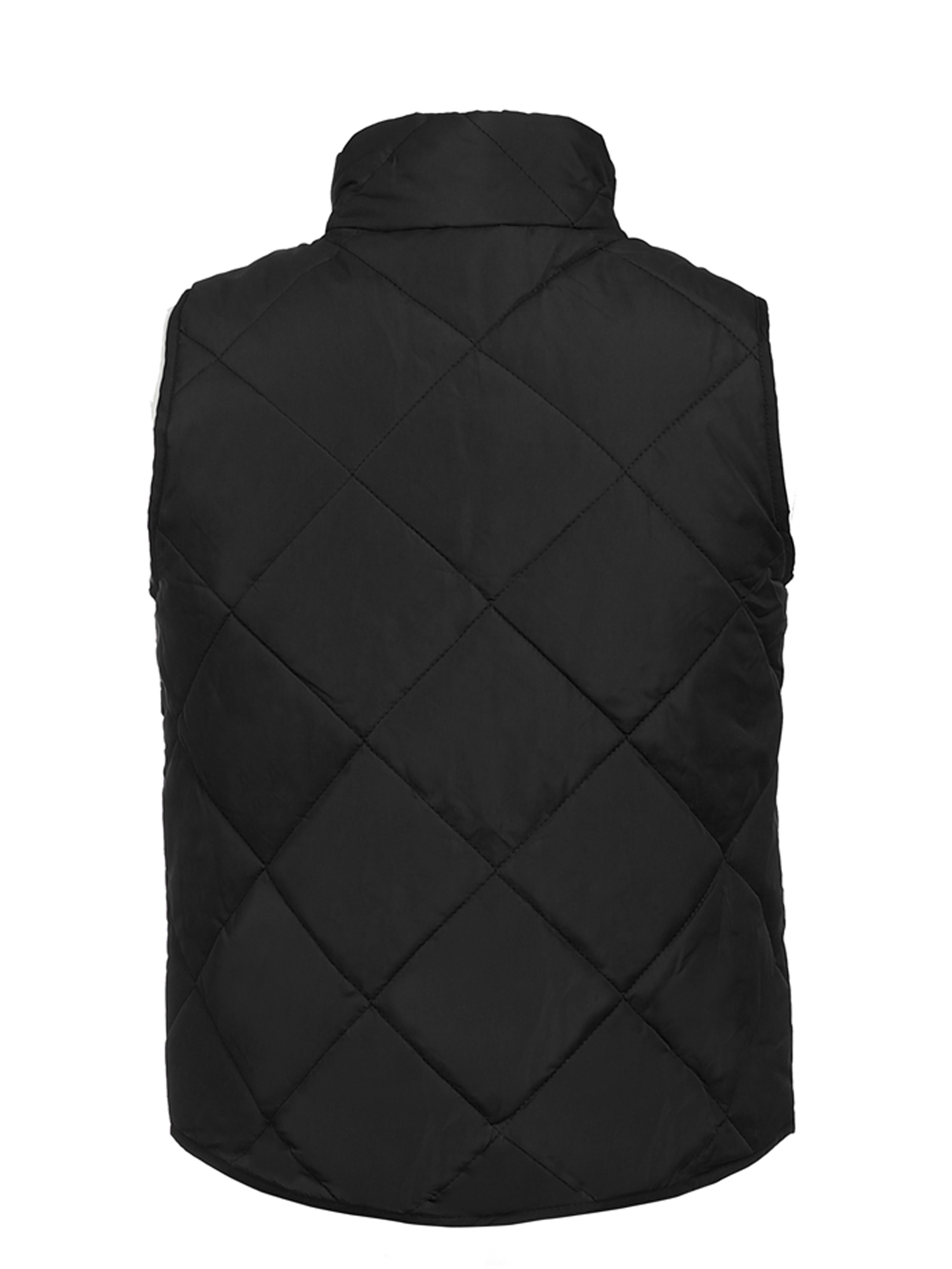 Hirigin Women Stand Collar Warm Padded Zip Closure Side Pockets Gilet Quilted Puffer Vest, Black, XL