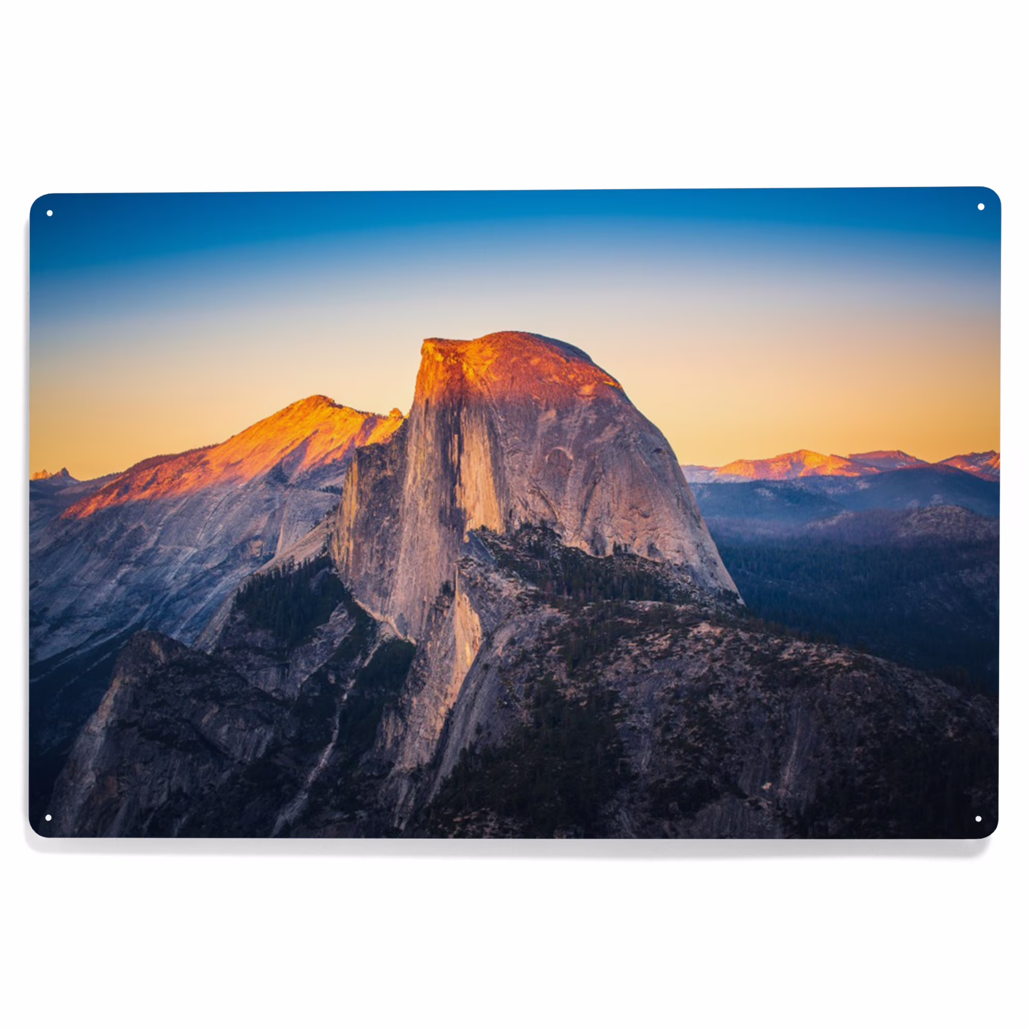 Yosemite National Park, California, Sunset View of Half Dome (12x18 Aluminum Art, Indoor Outdoor Metal Sign Decor)