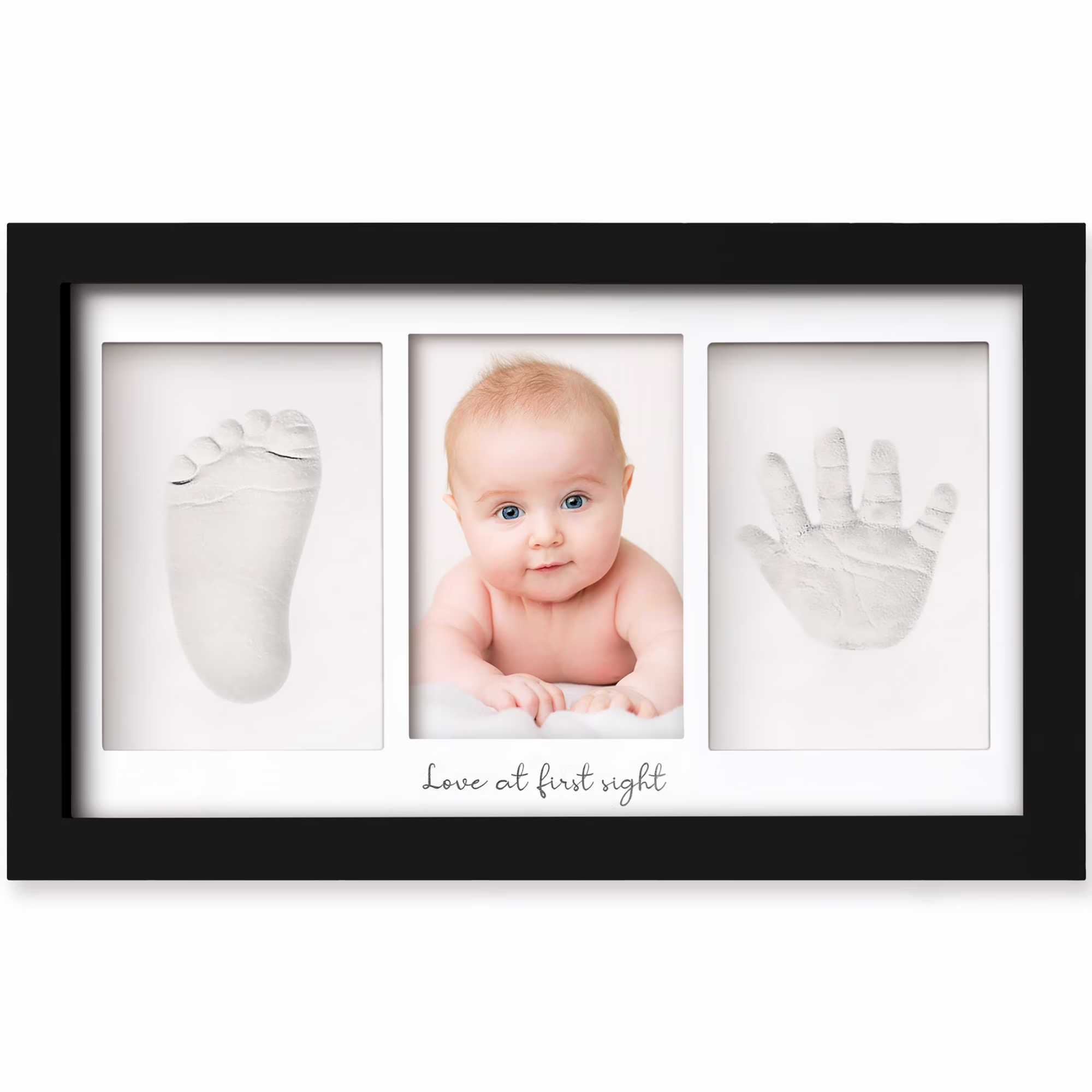 KeaBabies Baby Handprint Footprint Keepsake Kit, Black Photo Frame (Onyx Black)