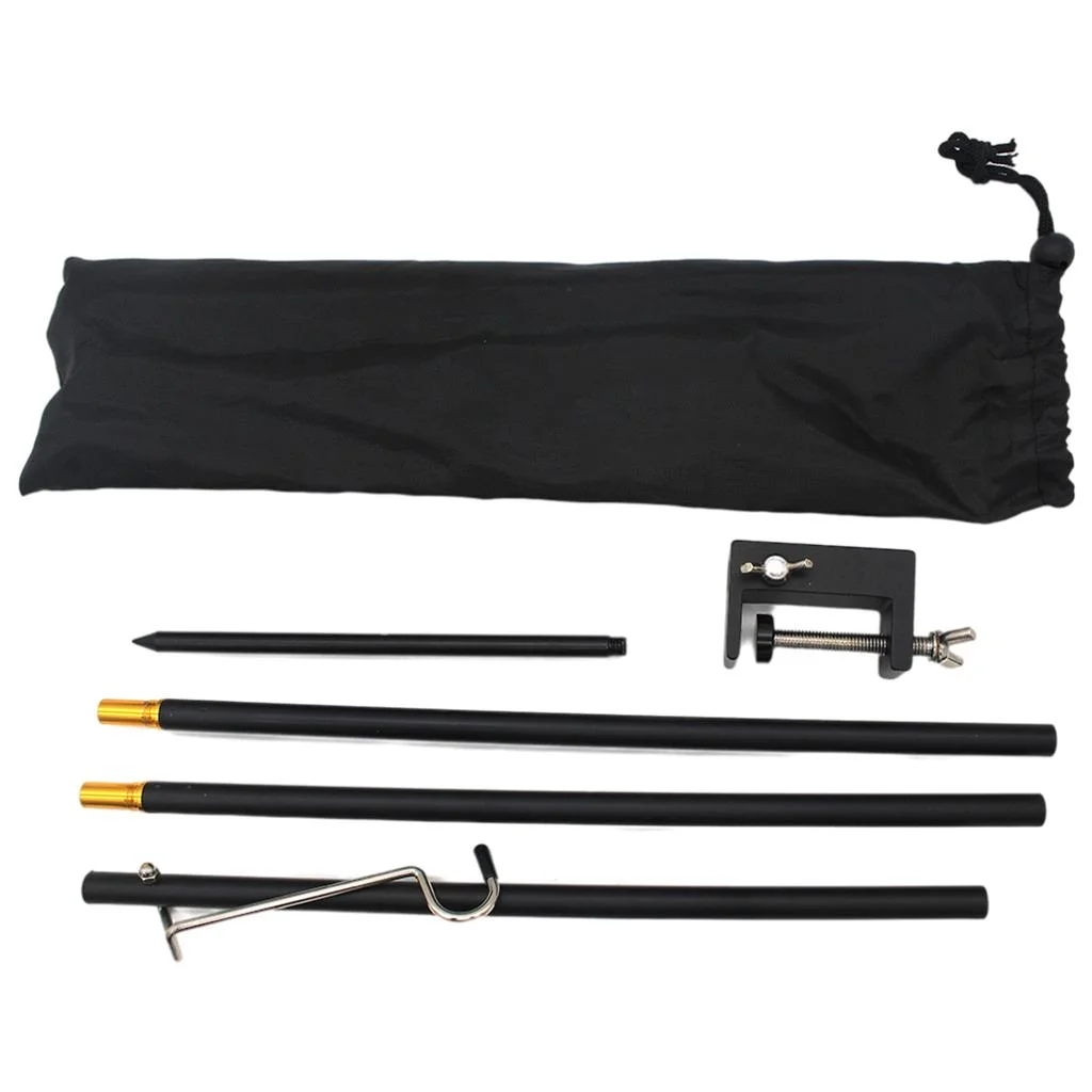 Camping Lantern Stand Folding Lamp Stand Camping Light Hanging Poles Lantern Pole Hanger for Outdoor Fishing - 3 Section Black