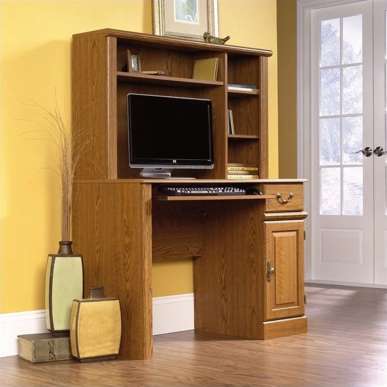 Scranton & Co Traditional Wood Small Computer Desk with Hutch in Carolina Oak
