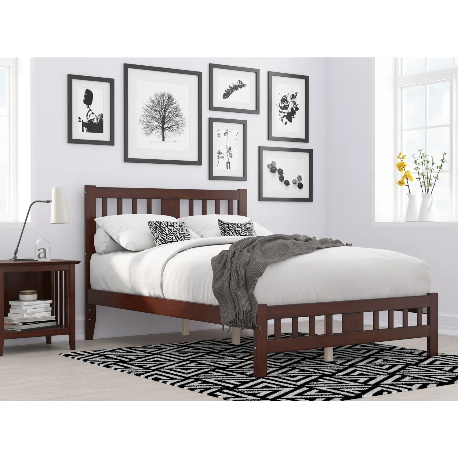 AFI Tahoe Contemporary Wood Full Bed with Footboard in Walnut