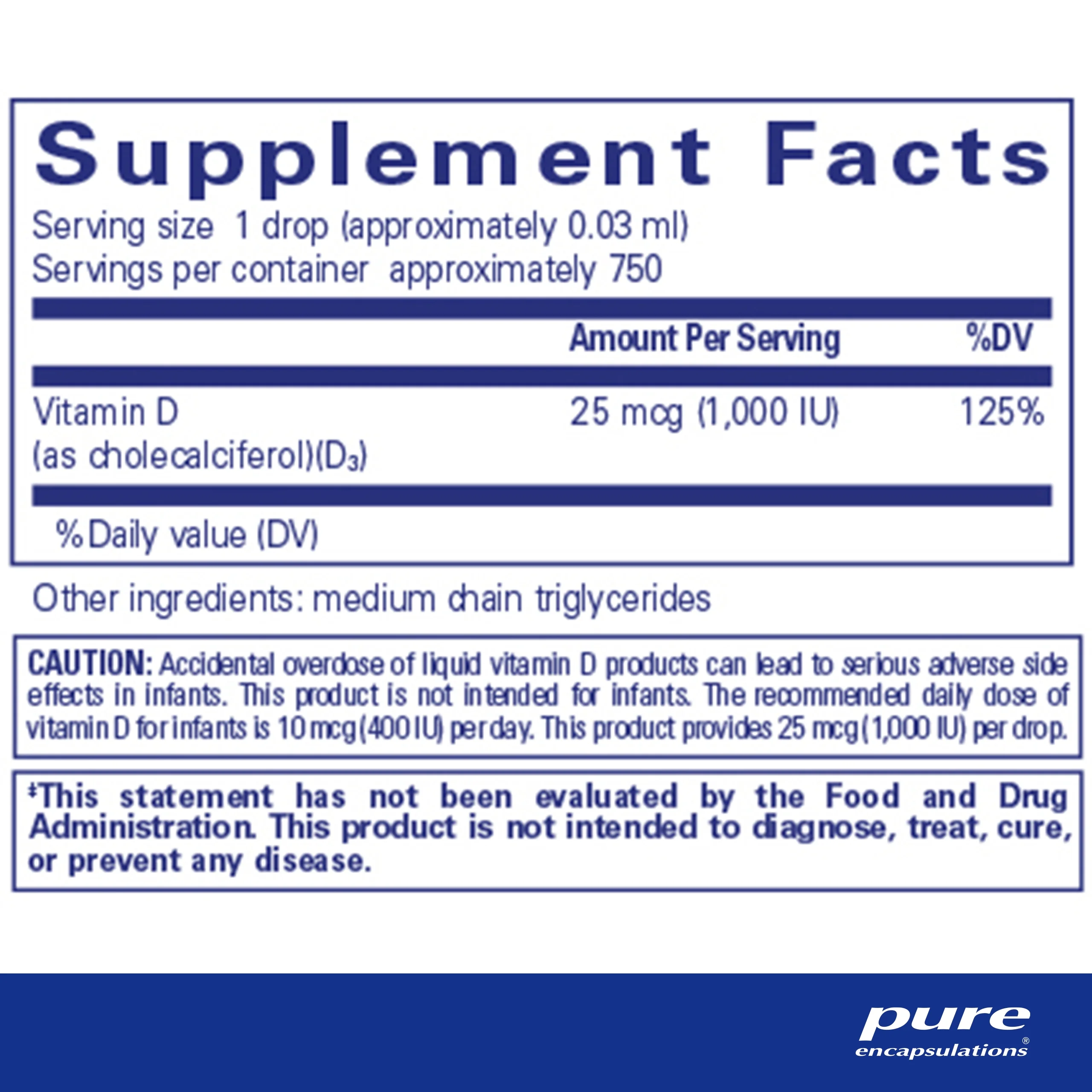 Pure Encapsulations Vitamin D3 Liquid | Supplement to Support Bone, Breast, Prostate, Cardiovascular, Colon, and Immune Health* | 0.75 fl. oz.