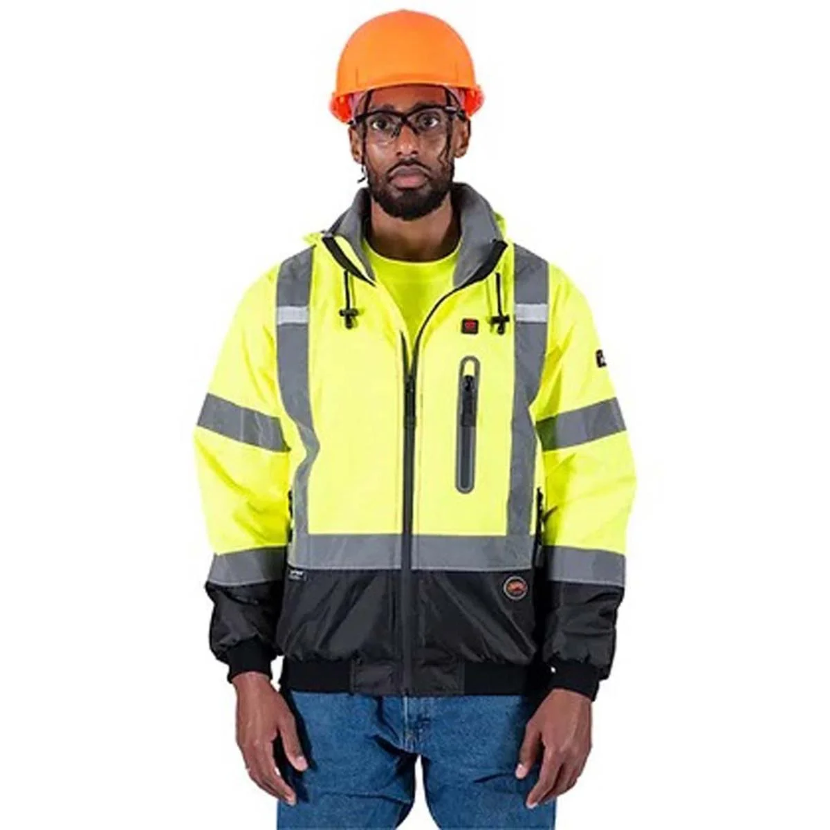 Pioneer Hi-Vis Waterproof Heated Safety Nano Bomber Jacket (Jacket Only) 4XL