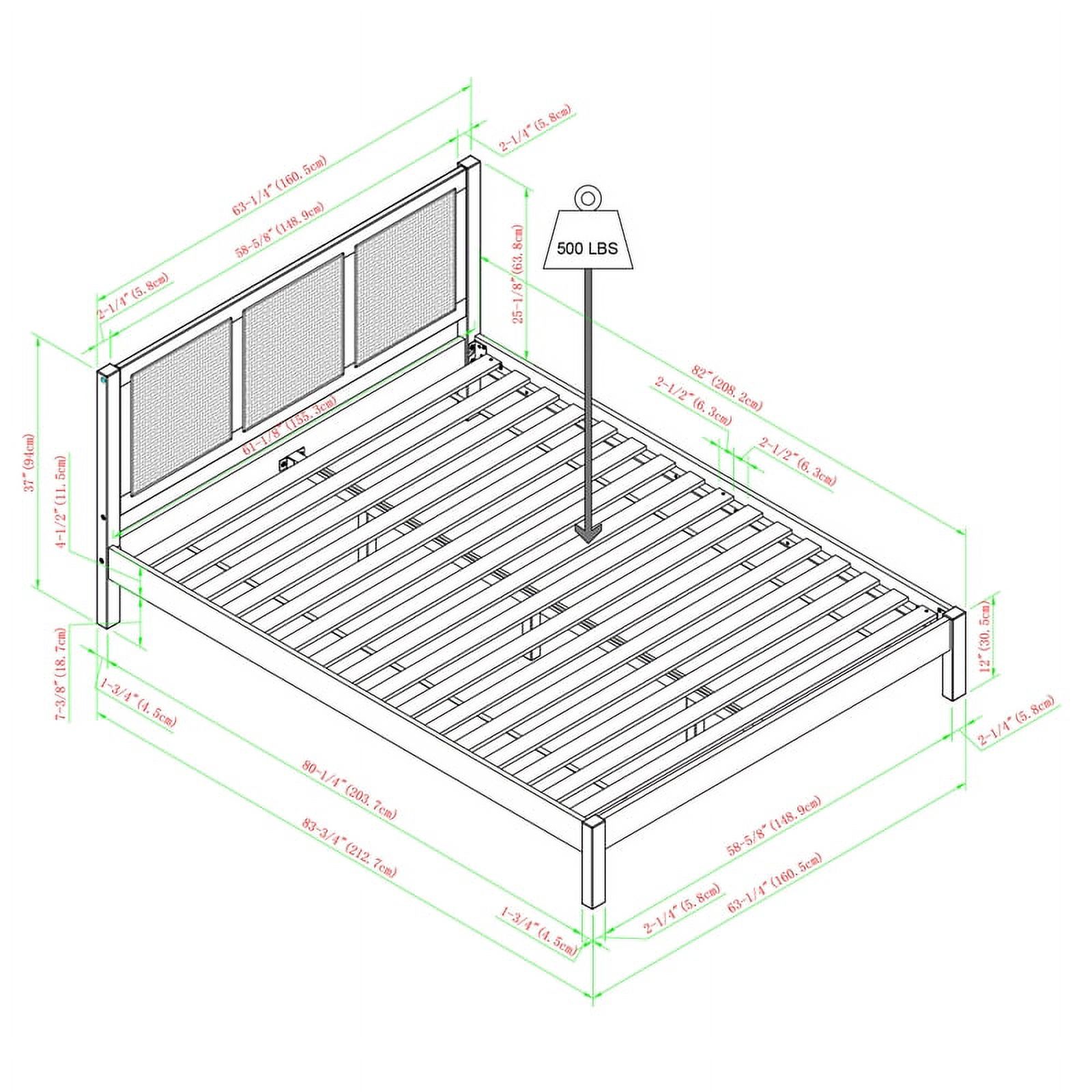 Pemberly Row Solid Wood Rattan Headboard Queen Bedframe - Black