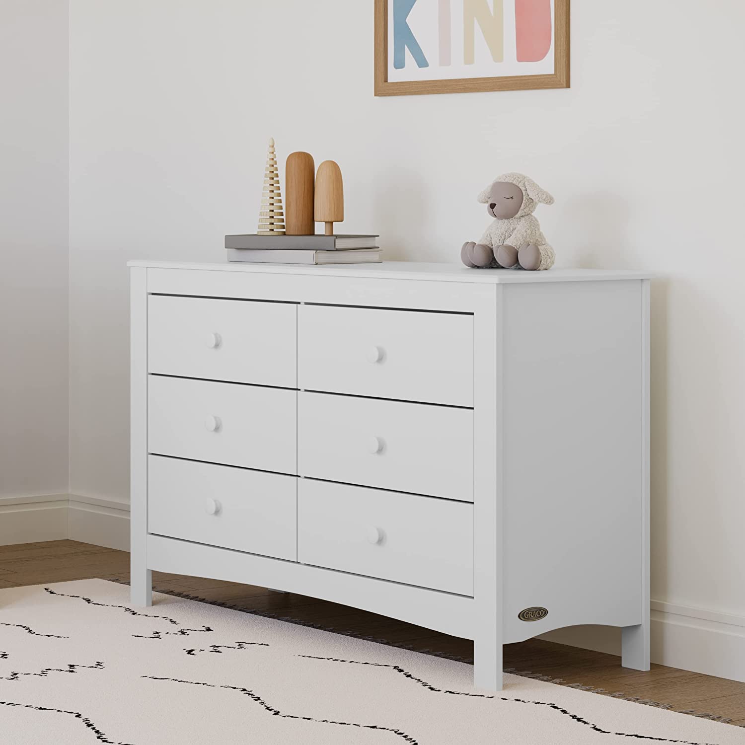 Noah 6 Drawer Double Dresser (White) - GREENGUARD Certified, 6 Drawer Double Dresser For Kids Bedroom Or Nursery, Bedroom Furniture Dresser, Universal Design For Nursery And Kids Bedroom