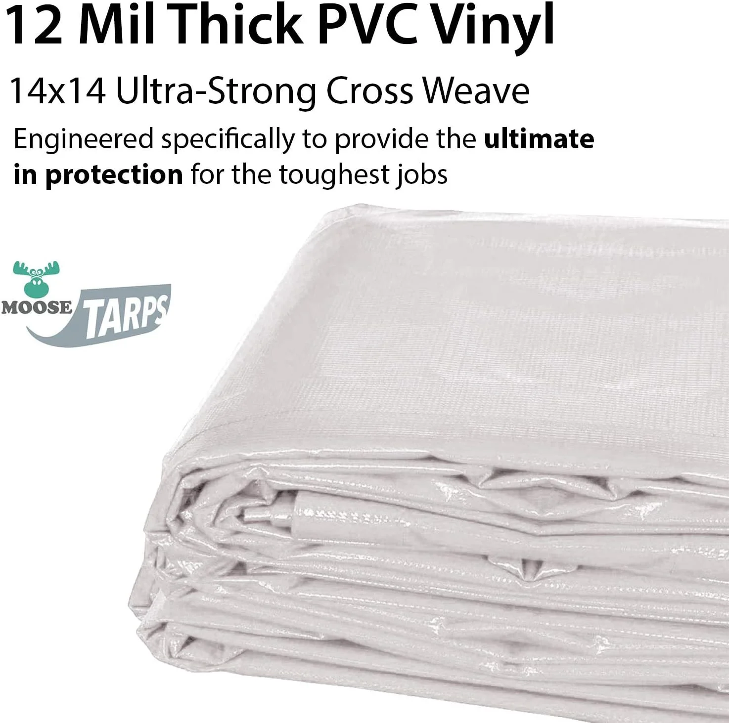 Heavy Duty Tarp, 100% Waterproof 12Mil Thick PVC Vinyl Tent Tarp For Camping, Multi-Purpose Thick ive Cover, Weather Proof, Heavy Duty, UV Resistant, 20 Feet X 30 Feet, White