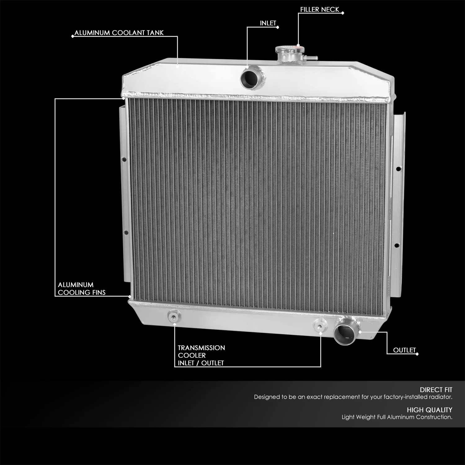 DNA Motoring RA-SBC55-3 For 1955 to 1957 Chevy Small Block V8 3-Row Full Aluminum Racing Radiator 56