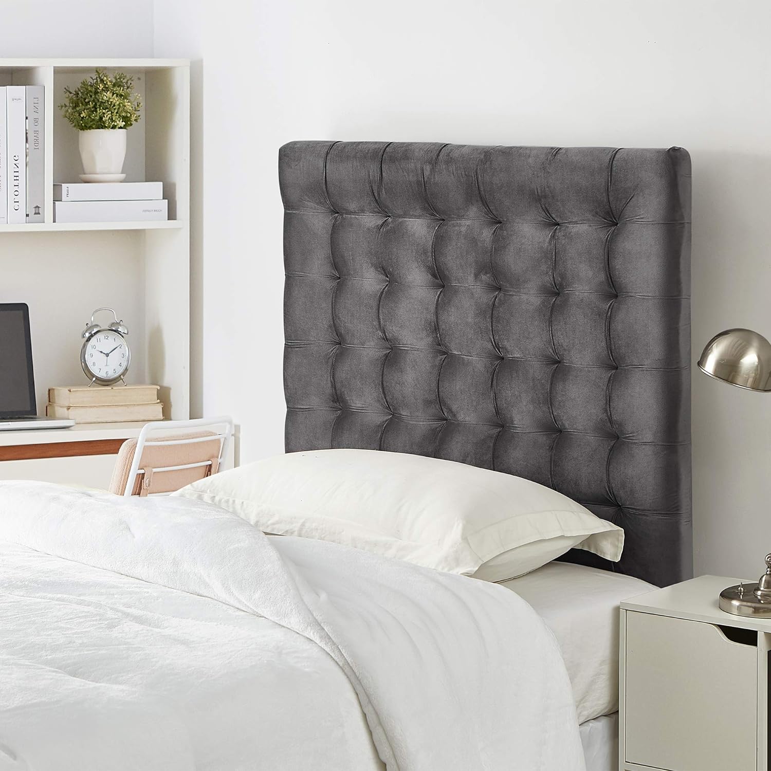 Tufted College Headboard - Plush Velvet Gray