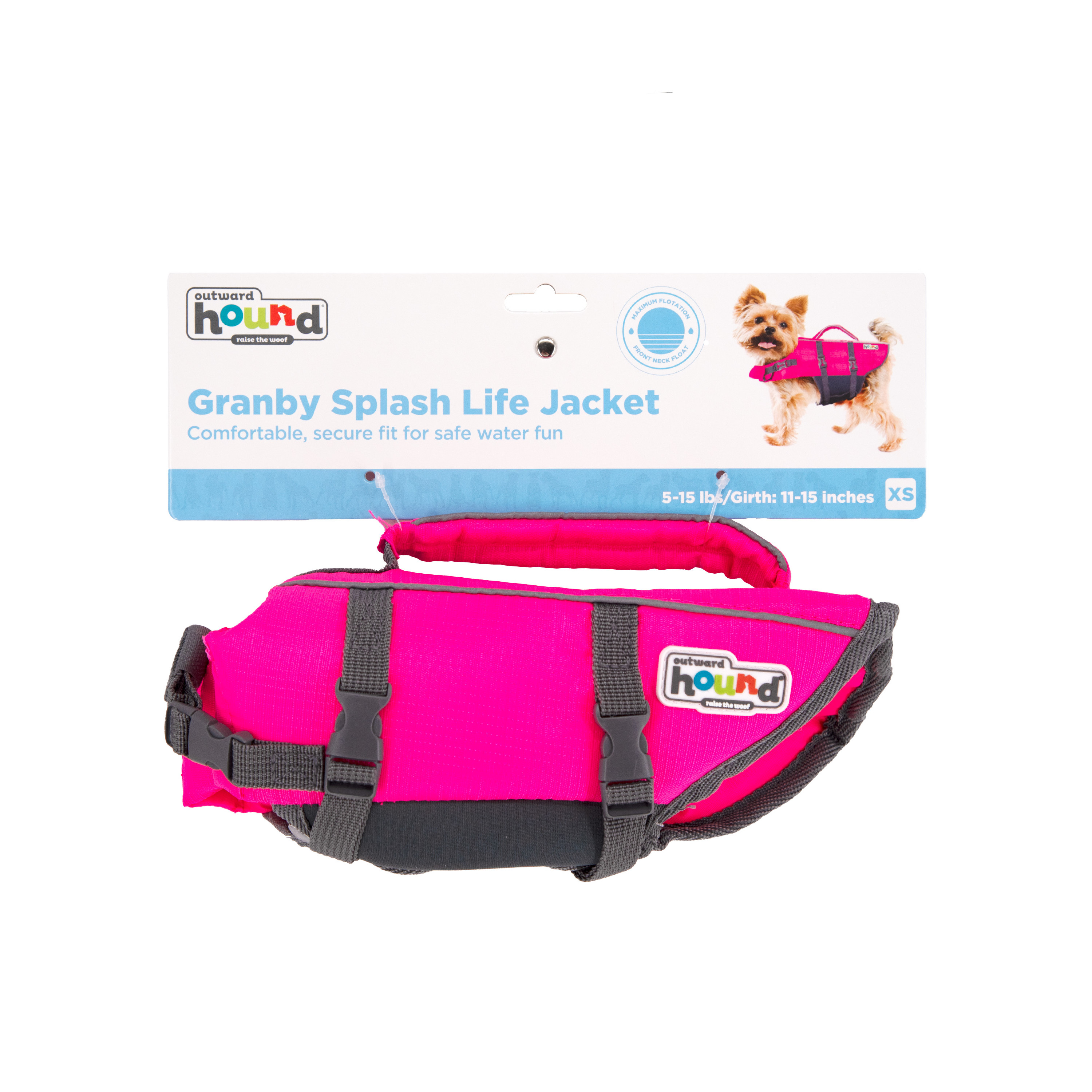 Outward Hound Granby Splash Dog Life Jacket, Pink, XS