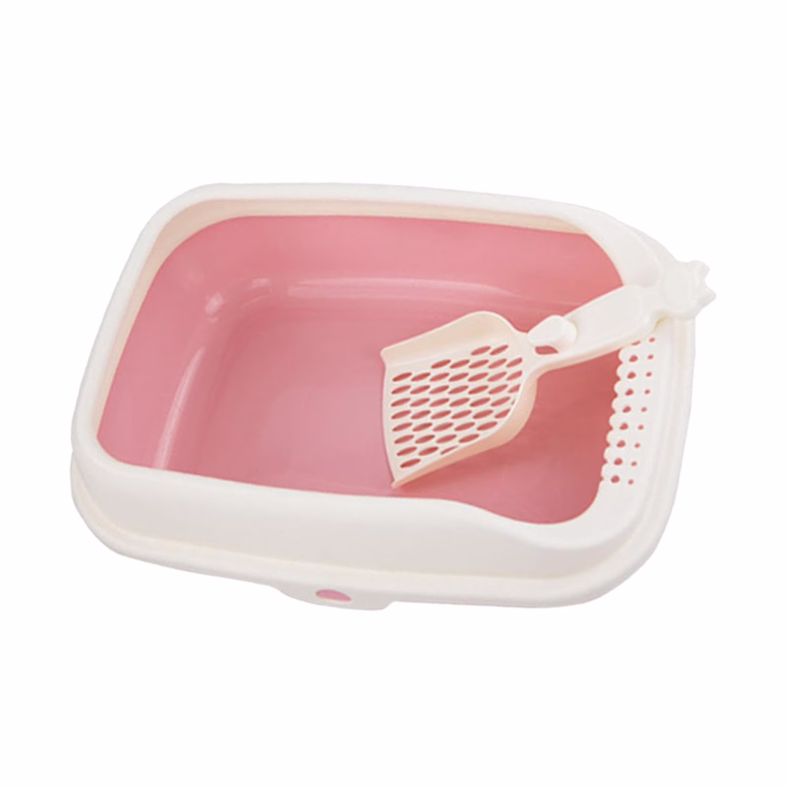 Cat Litter Box Open Top Kitty Litter Box Tray Litter Pan Cat Sand Basin Splashproof Deep Loo Bedpan Potty Toilet for Other Pets Kitty Bunny pink L