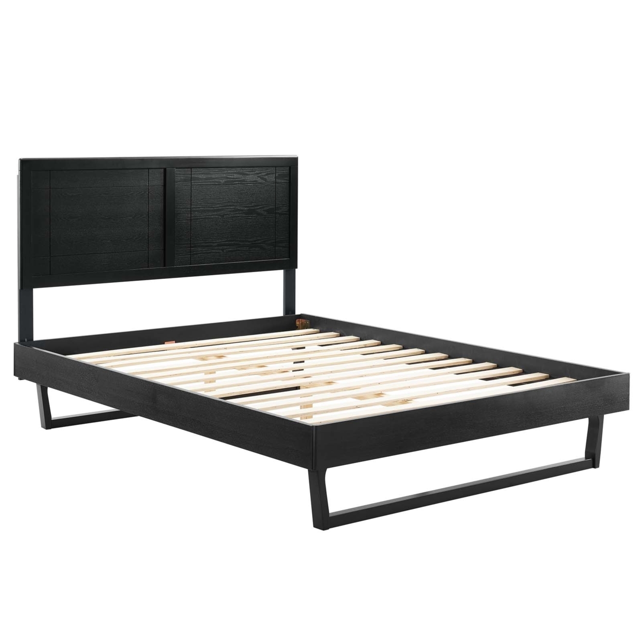 Modway Marlee Queen Wood Platform Bed With Angular Frame in Black