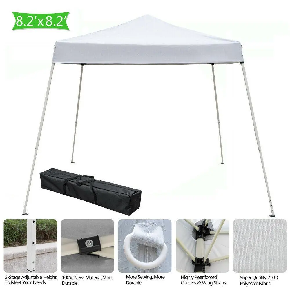 White Easy Pop-Up Patio BBQ Party Tent Sun Shade Shelter Folding Gazebo 8'x8'