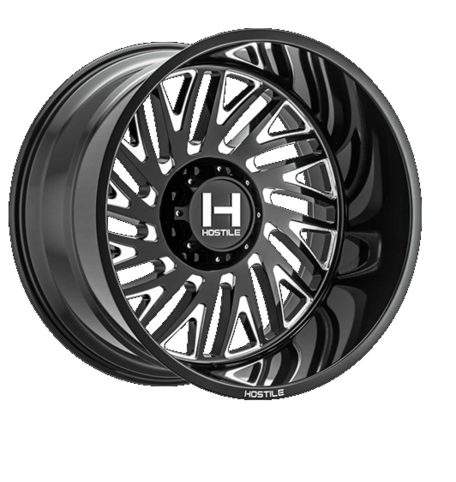 22x12 Hostile H131 Syclone Blade Cut (Black Milled) Wheel 8x170 (-44mm)