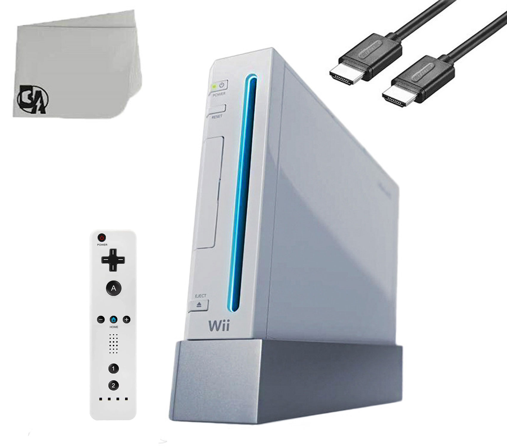 Immerse Yourself in Gaming Wii Console White With Wii Remote Controller, Wireless Gamepad, Silicone Case White & Black HDMI Cable BOLT AXTION Bundle Like New
