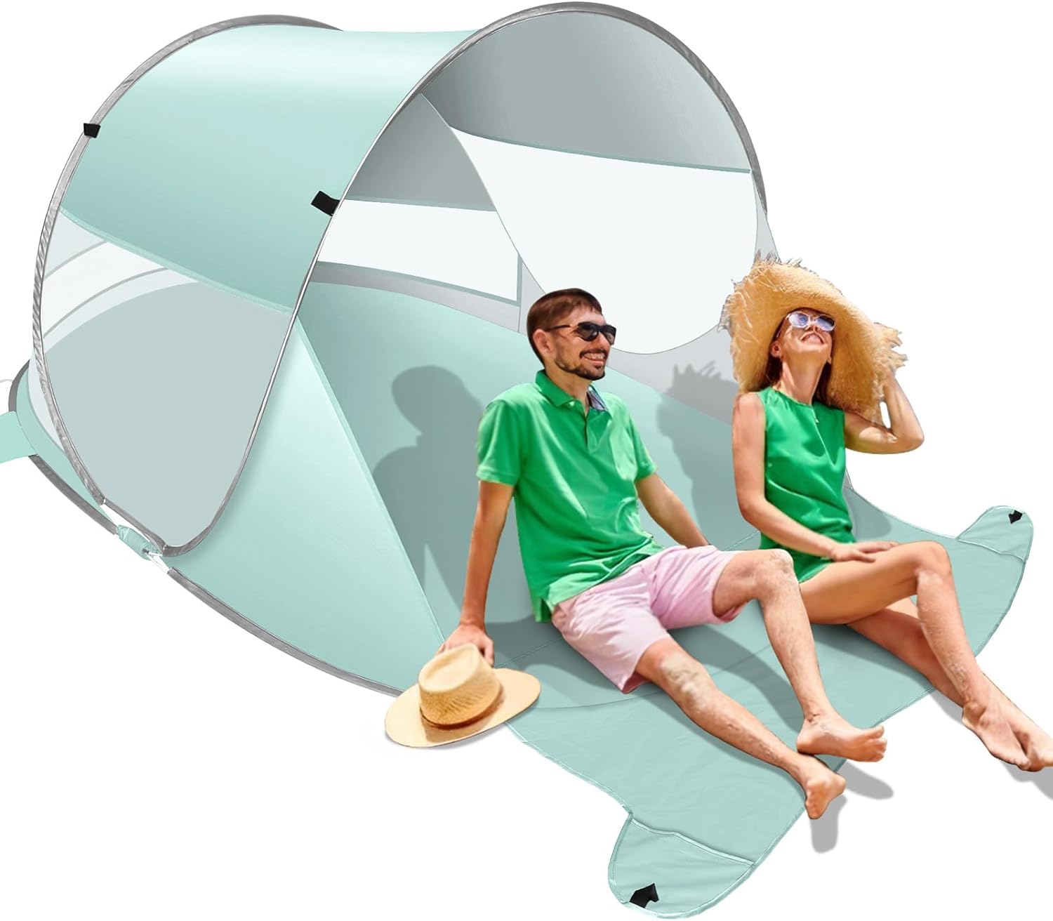 Beach Tent, Large Automatic Instant Pop Up Beach Shade, UPF 50+ Portable Sun Shelter Anti UV Beach Umbrella Baby Tent with Carrying Bag Fit for 2 Person