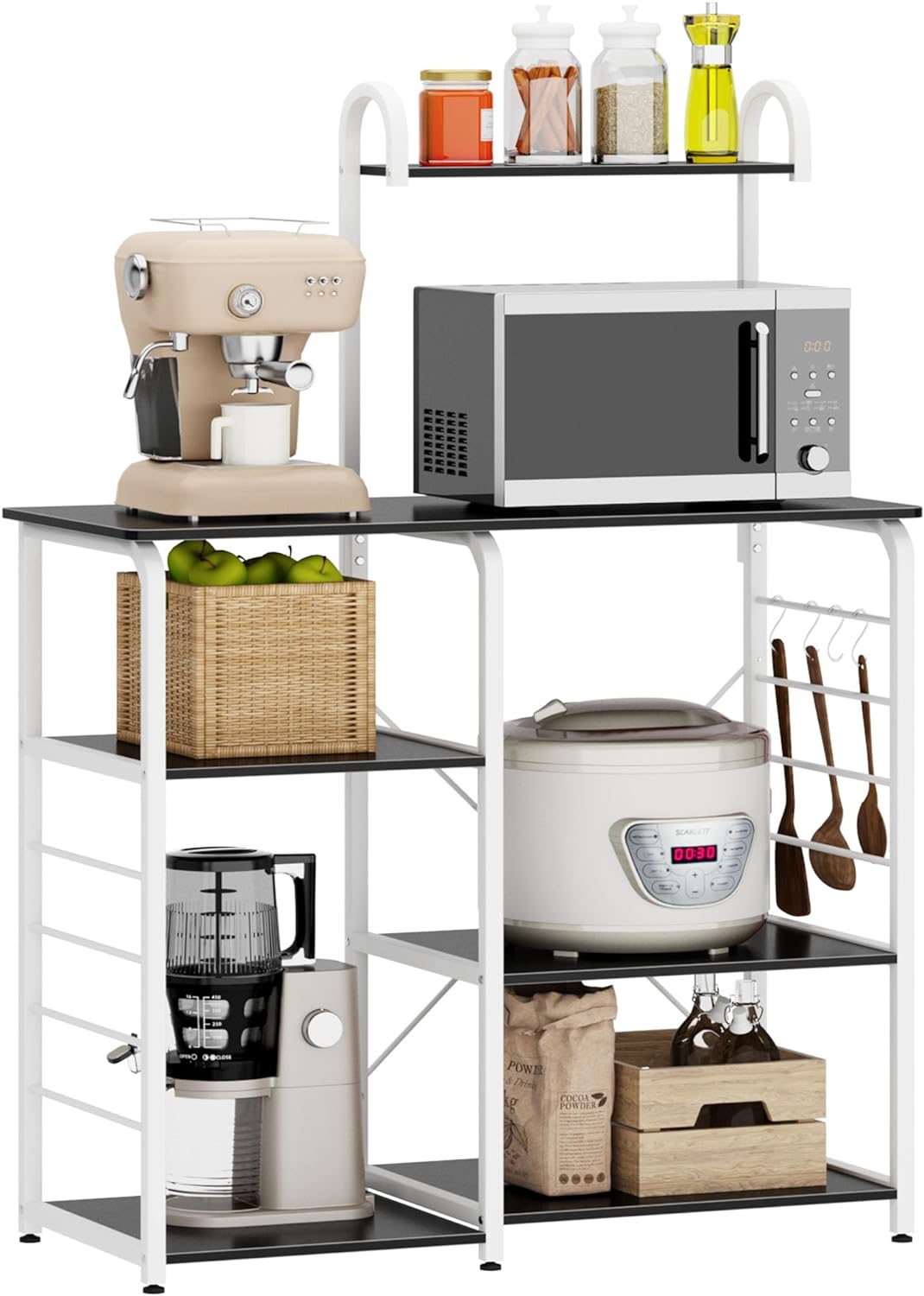 Microwave Cart Coffee Station, Kitchen Bakers Rack, Utility Microwave Oven Stand Storage Cart, Workstation Shelf, Rustic Brown 172-FG