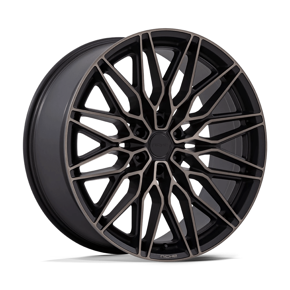 22x9.5 Niche NC278 Calabria 6 Matte Black Mach W/ Dark Tint Wheel 6x135 (30mm)