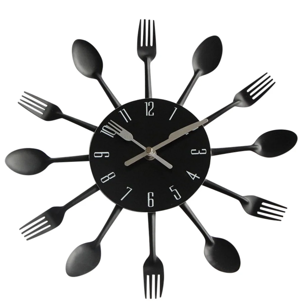 LAOSR Cutlery Kitchen Wall Clock Spoon Fork Kitchen Quartz Wall Mounted Clocks Modern Design Decorative Horloge Murale Hot Sale