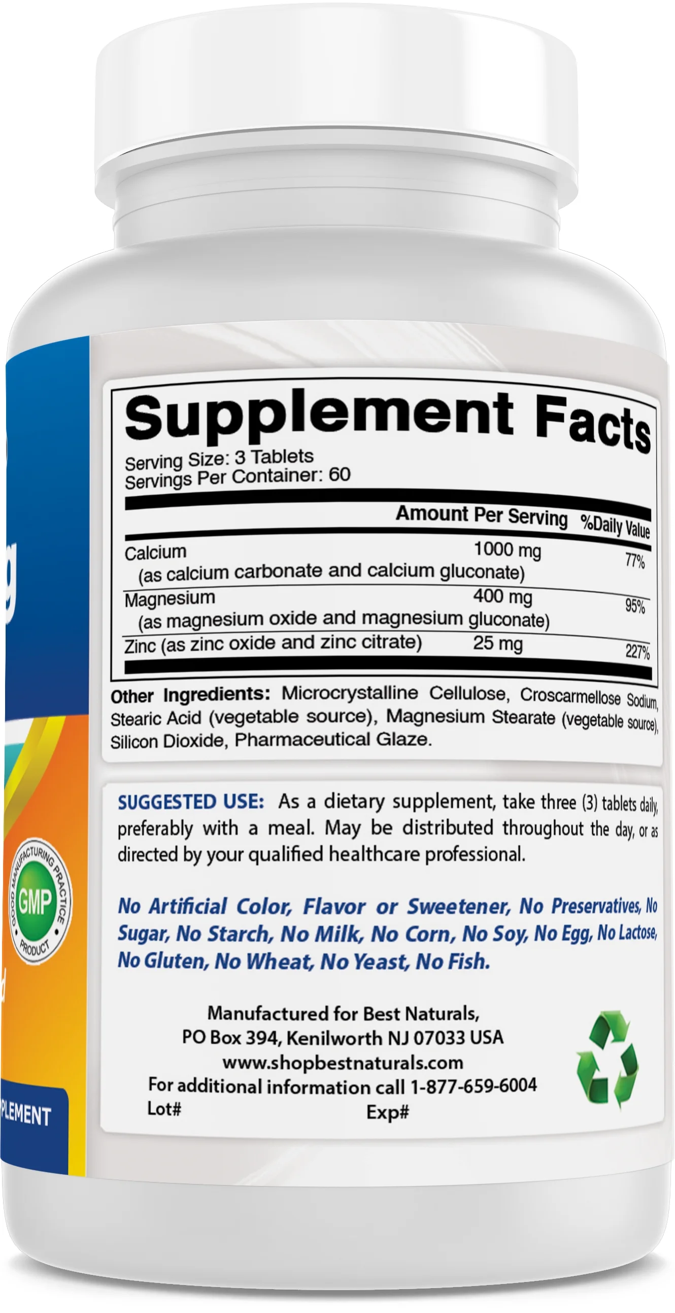 2 Pack Best Naturals Cal Mag Zinc 180 Tablets