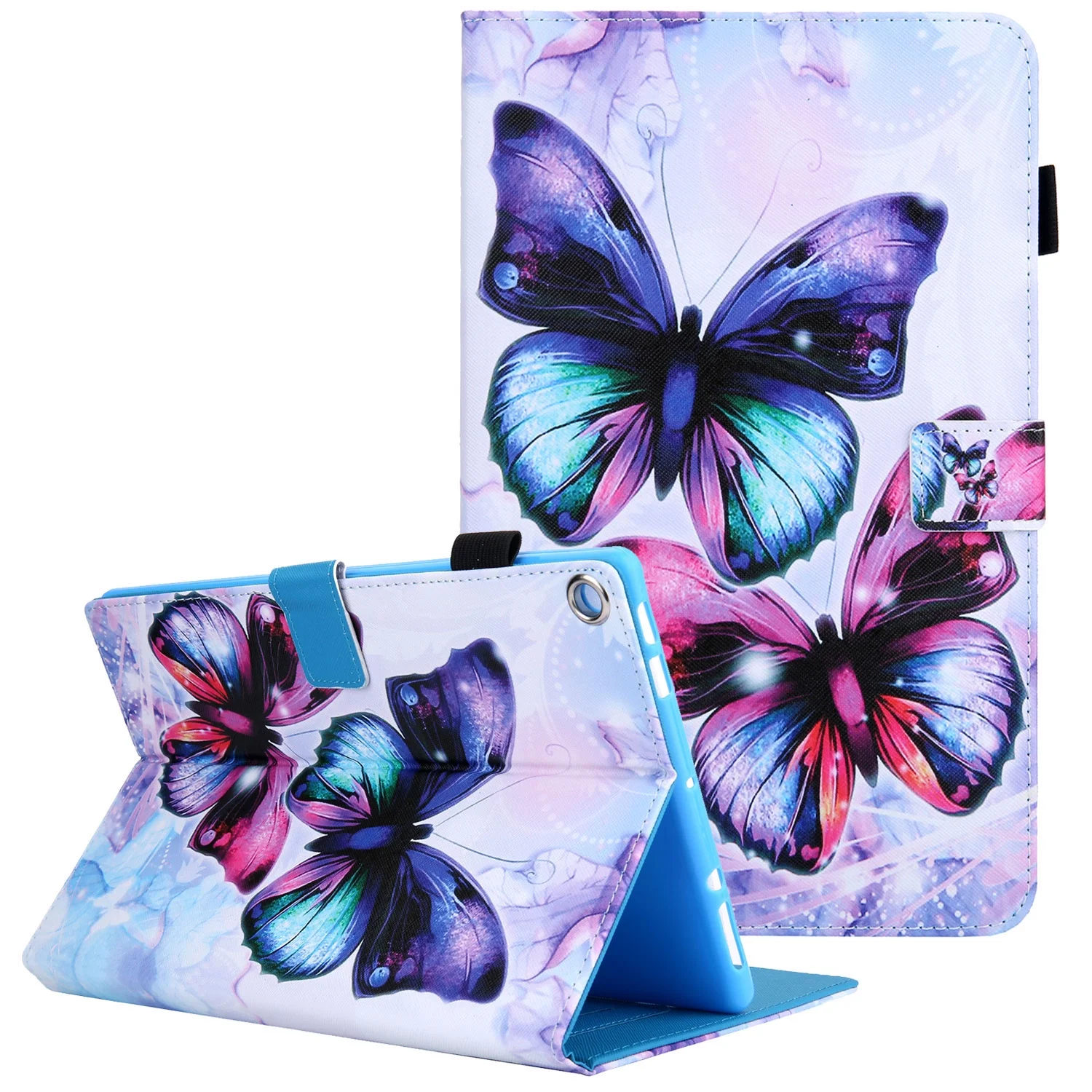 Allytech Case for All-New Fire HD 10 (9th/5th/7th Generation, 2019/2015/2017 Release) - Slim Folio Stand PU Leather Cover with Auto Wake/Sleep for Kindle Fire HD 10.1 Inch Tablet, Butterfly