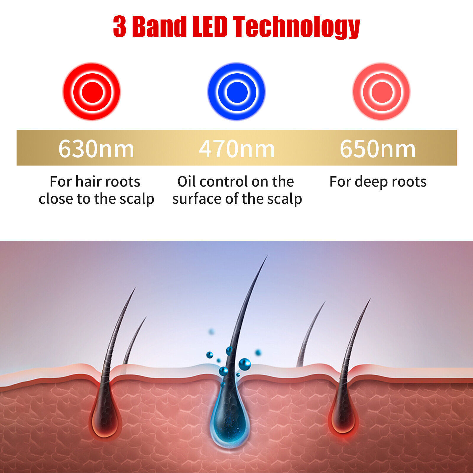 Professional Anti-Hair Loss Hair Care Hat with Blue & Red Light - Fast Regrowth, 48 LED