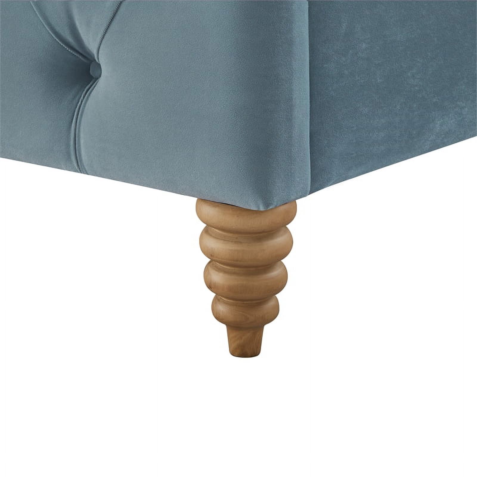 Calliope Bed Light Blue Velvet Queen Diamond Tufted Headboard and Footboard
