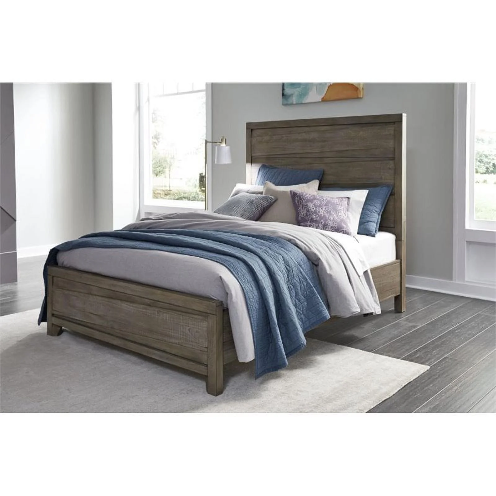 Bowery Hill Modern Mahogany Finish Full Solid Wood Panel Bed
