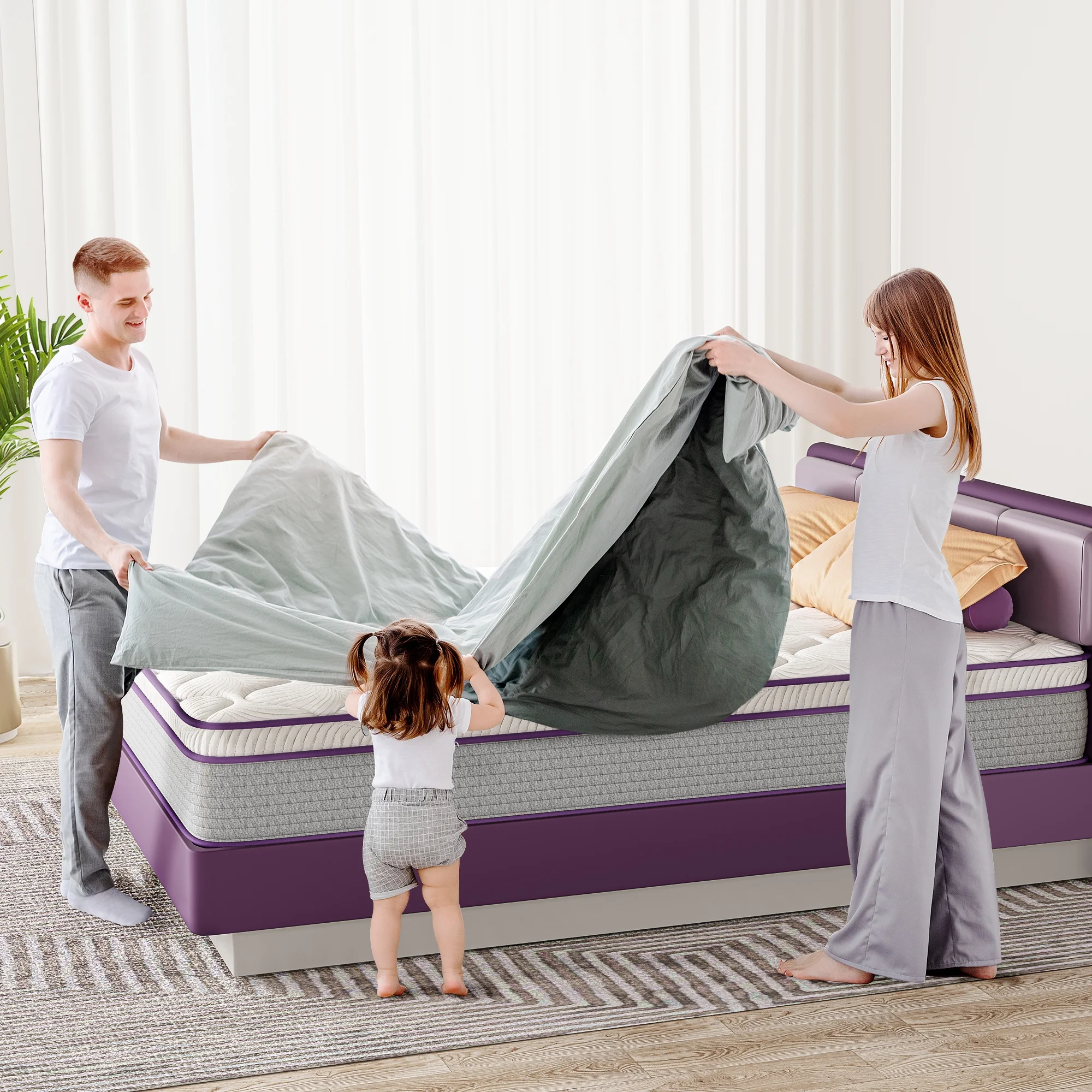 Sersper Full Size Hybrid Mattress, 10 inch Memory Foam Euro Top Mattress, 5-Zone Support, Medium Firm