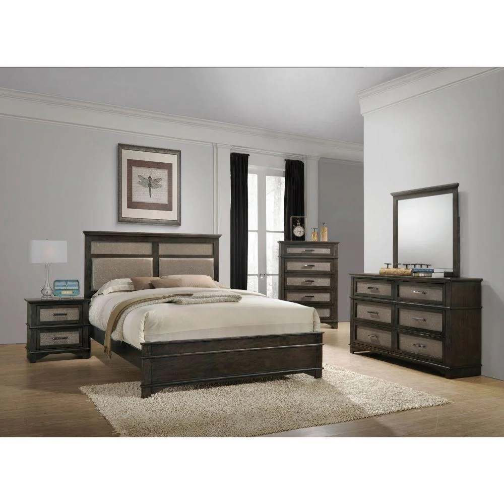 Copper & Dark Walnut Eastern King 6pcs Bedroom Set by Acme Anatole 26277EK-6pcs