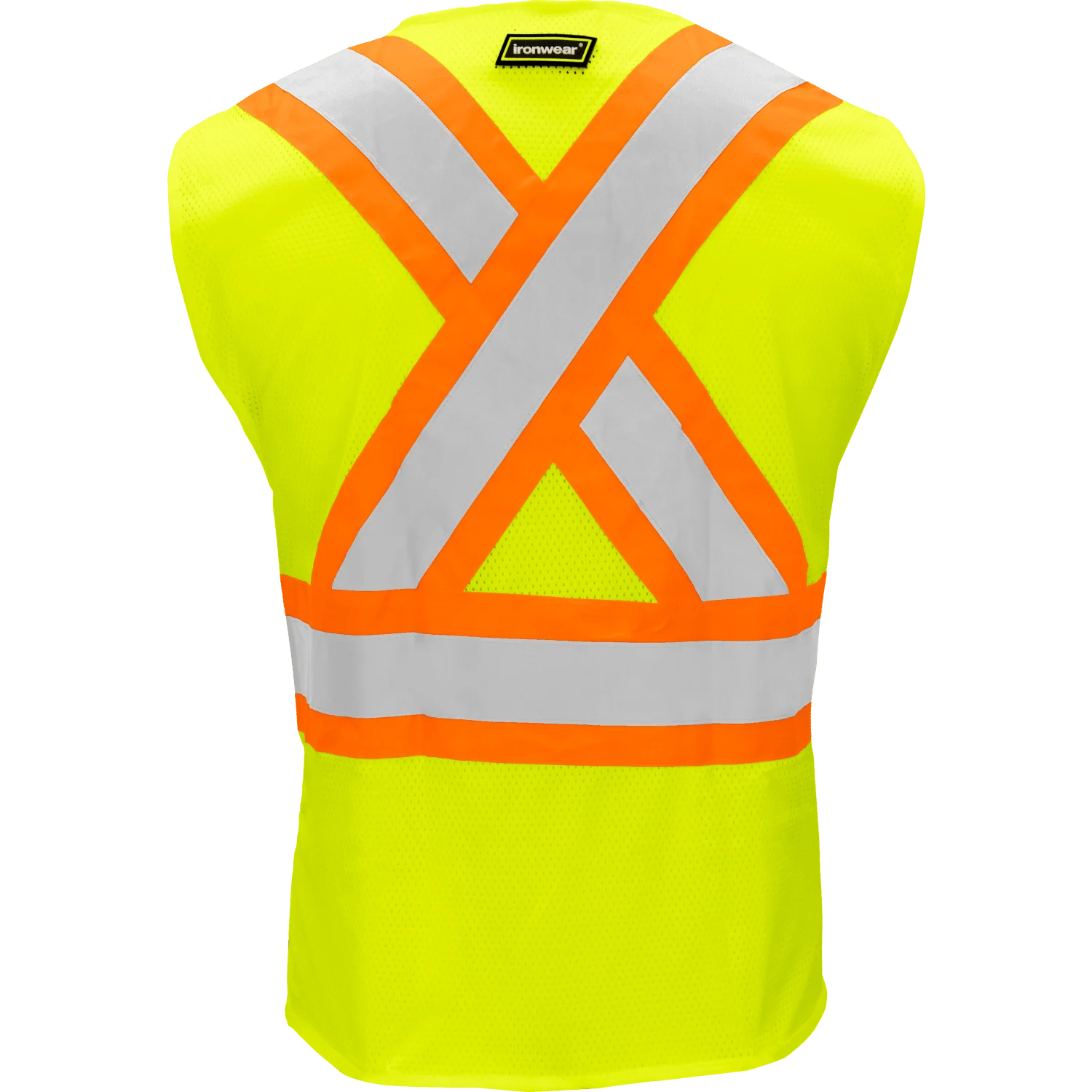 Ironwear 1287 Class 2 Flame-Retardant X-Back Safety Vest w/ Zipper & Radio Clips