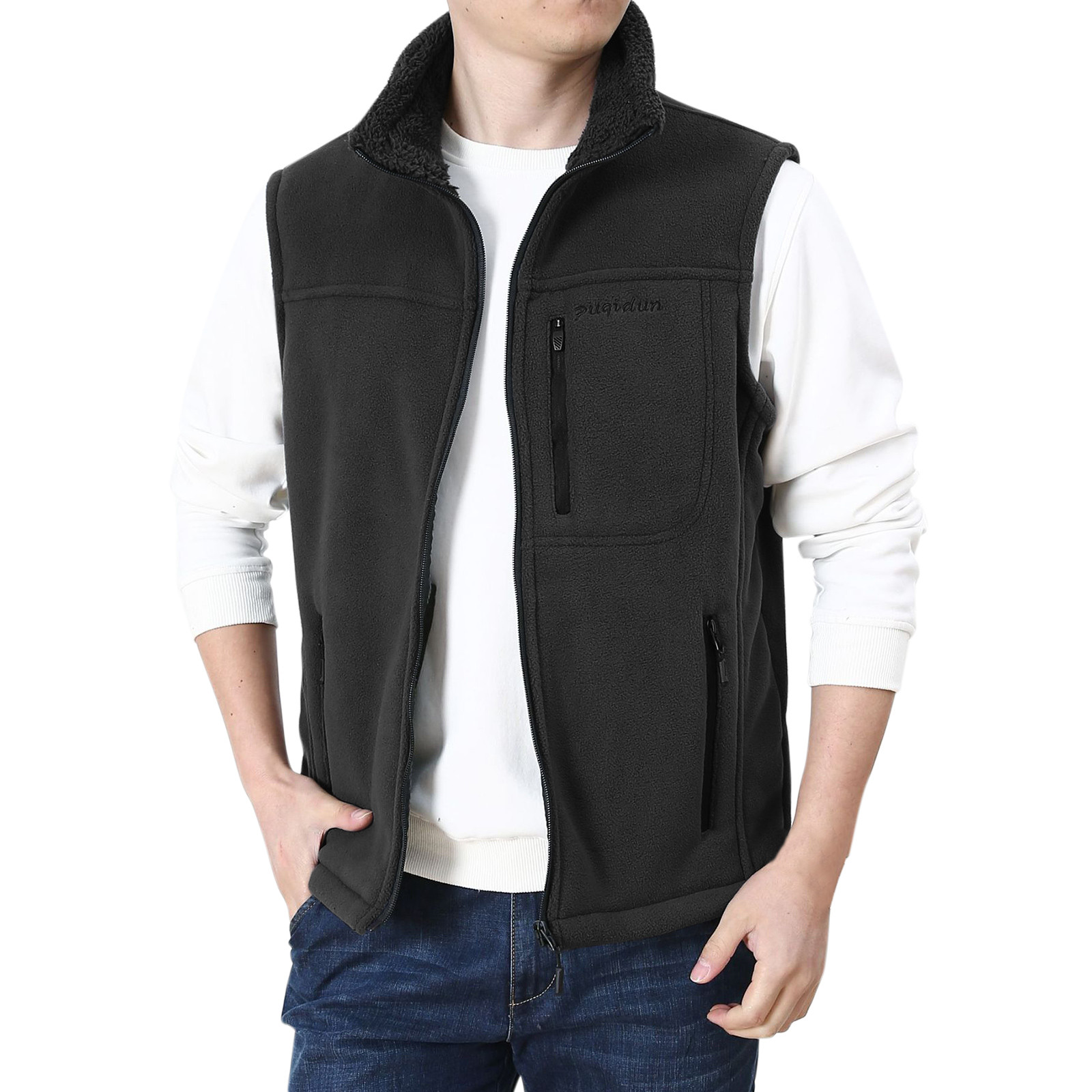 WILLBEST Jackets for Men Mens Vest Plush Outdoor Windproof Breathable Mountain Climbing Cardigan Standing Collar Vest