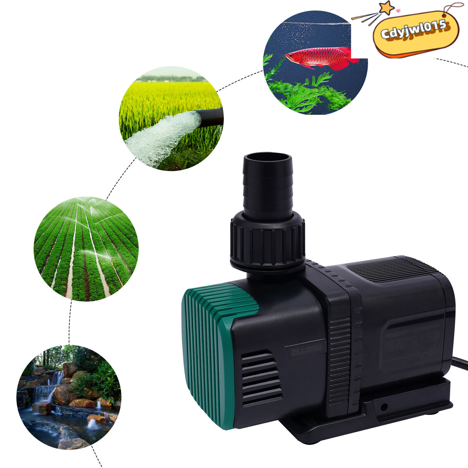 Black, Green 1500L/H Black, Green Submersible Water Frequency Conversion Pump Suitable Fresh Water and Seawater